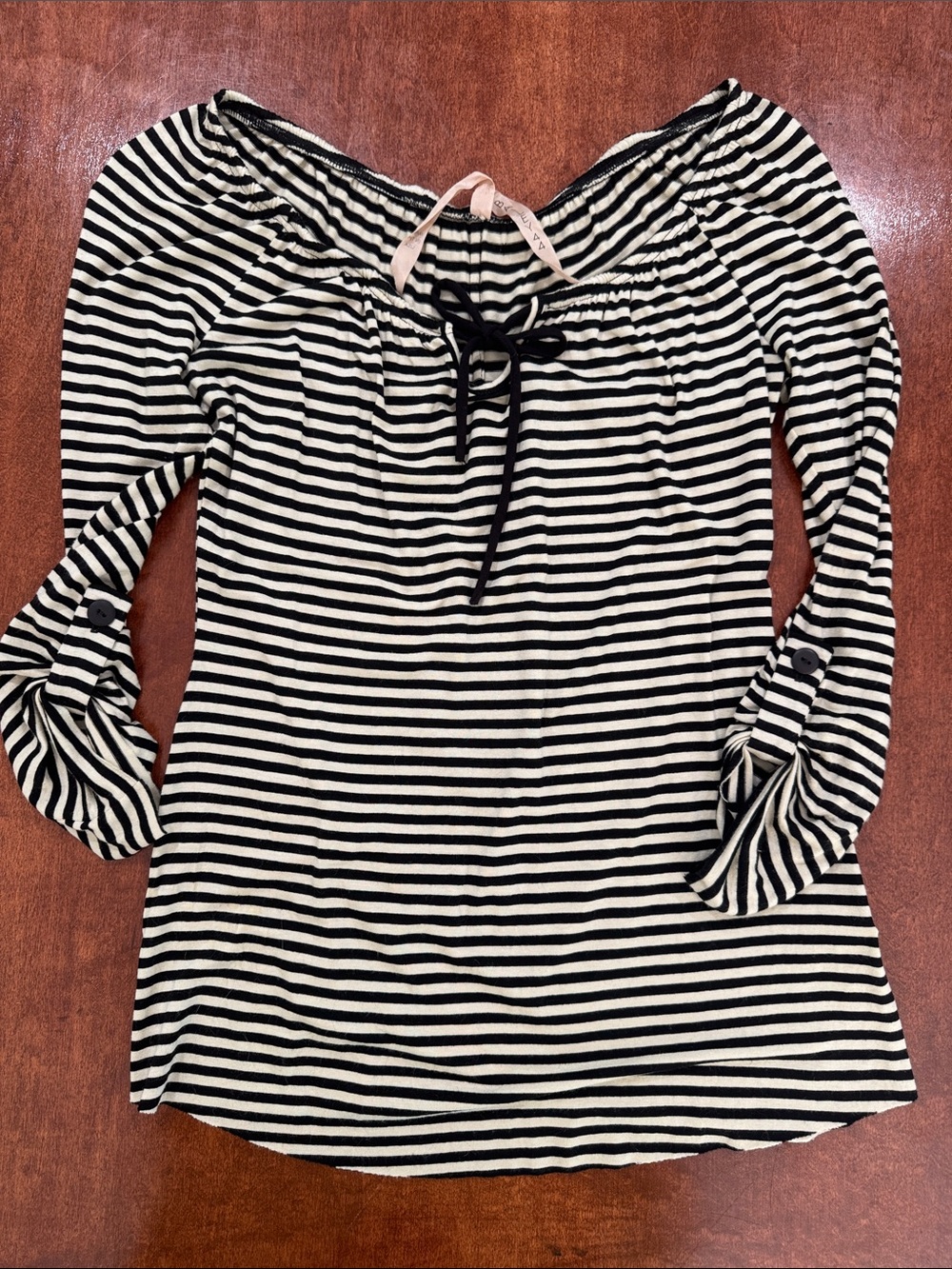 Bailey 44 Black/Cream Striped Top